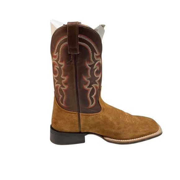 Old West Cowboy Boots Men 8 EE Brown Suede Leather Square Toe Embroidery Western main image 7